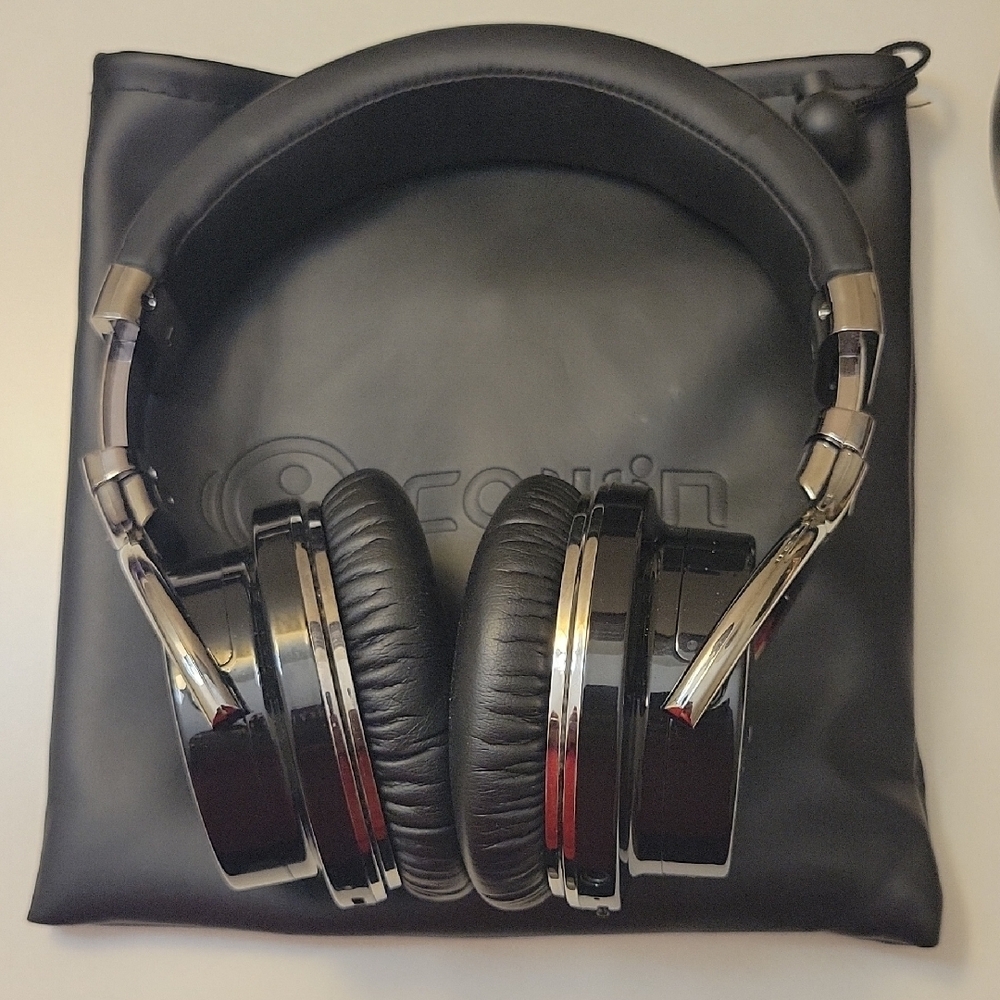 Cowin Black and Silver Over-Ear Wireless Headphones